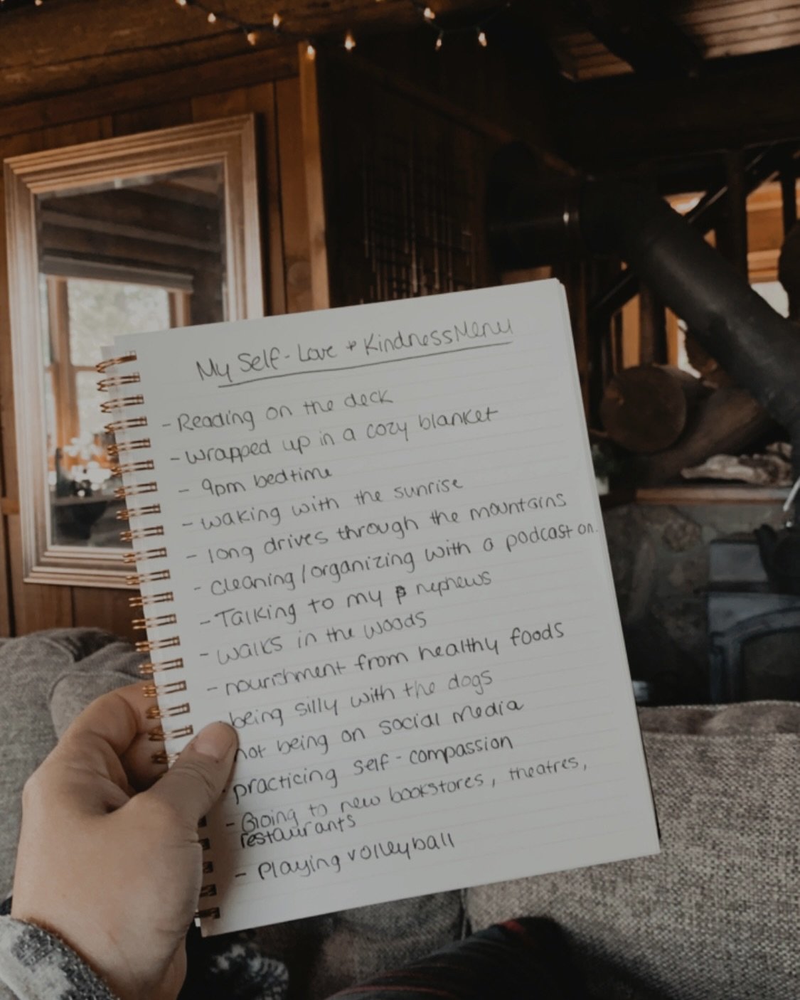 Example of creating a self-love and kindness menu